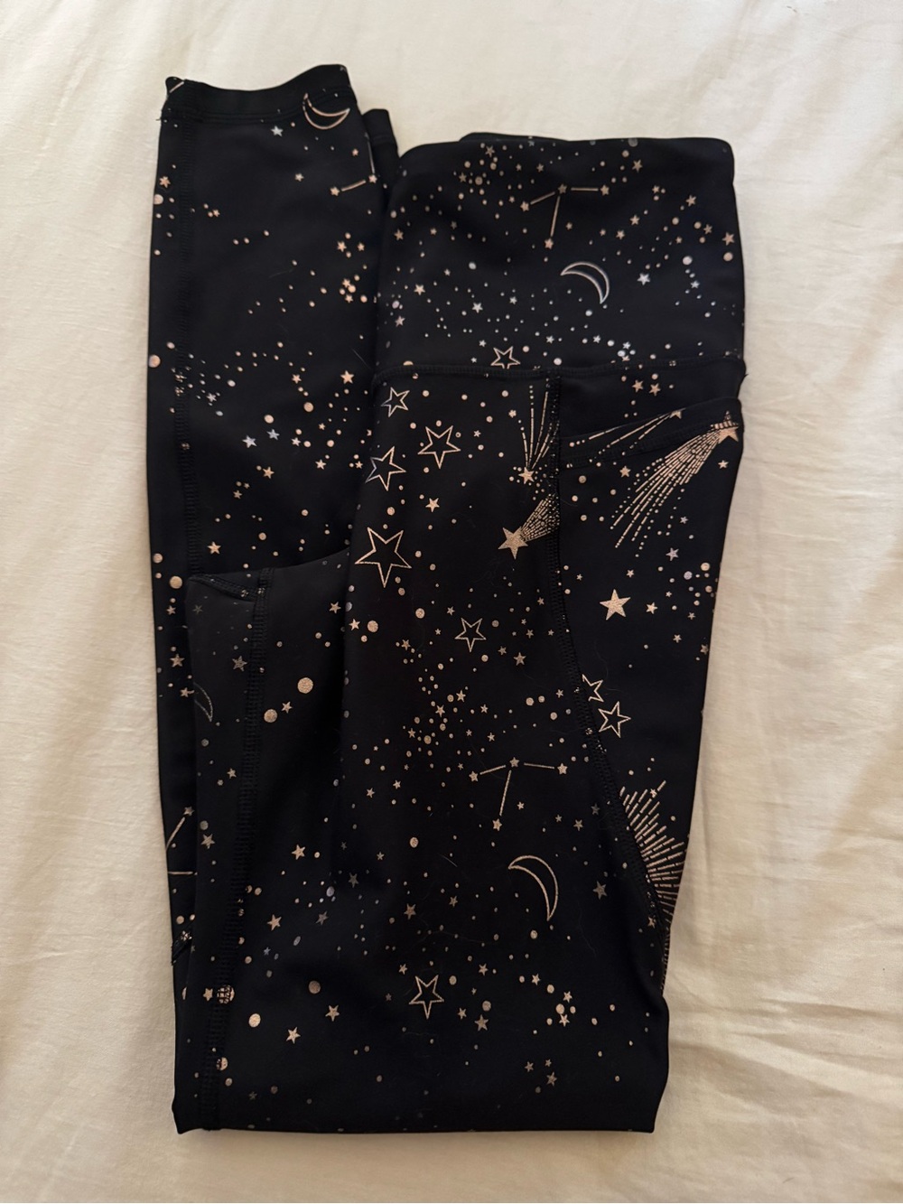 EUC Old Navy PowerSoft Celestial Star Print 7/8 Leggings Small Pockets